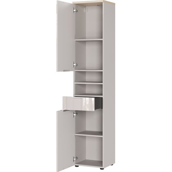 Mobile per bagno color crema lucido alto/stretto 39x190 cm Tavira – Germania-image-3