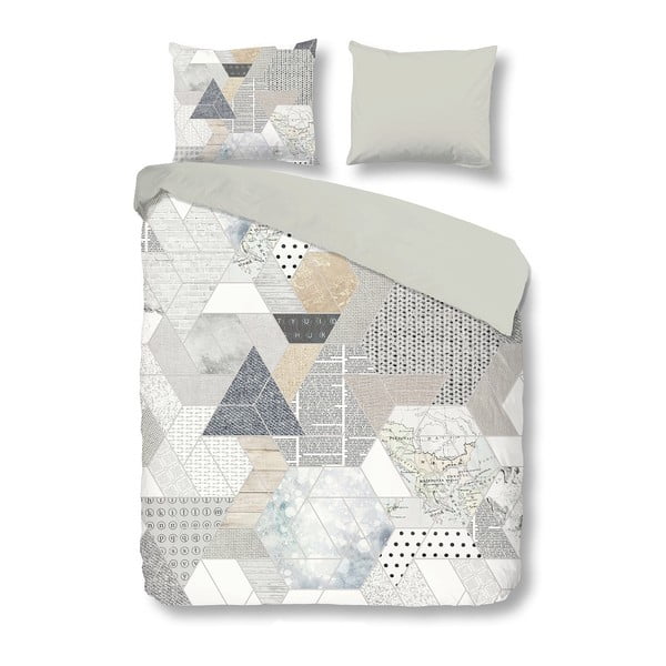 Biancheria da letto singola in cotone grigio Jenna, 140 x 200 cm - Good Morning