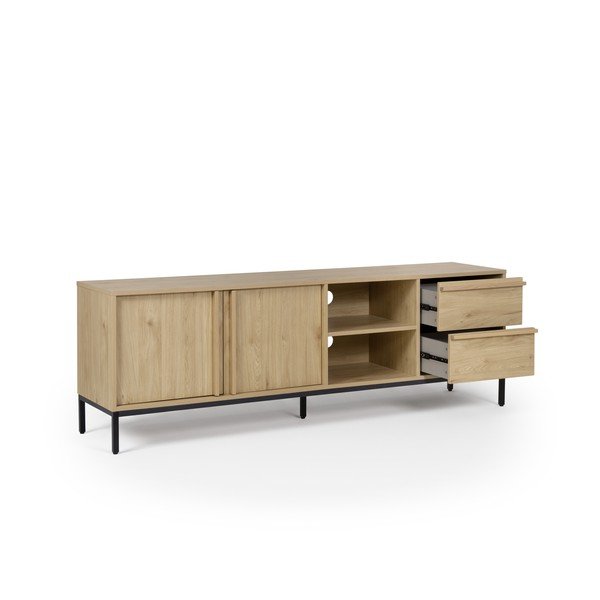 Mobile TV di colore naturale con effetto rovere 180x59x40 cm Luc – Marckeric-image-2