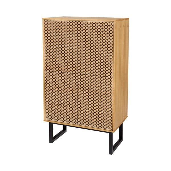 Commodino in legno di rovere decorato Diamante Camden - Woodman-image-2