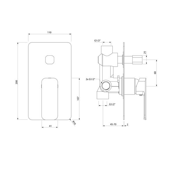 Rubinetto per doccia in argento lucido da incasso (con due uscite) Spy – Sapho-image-1