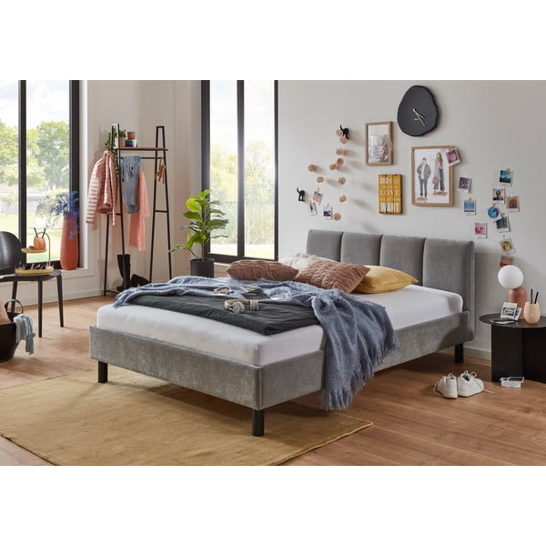 Letto matrimoniale imbottito grigio rete non inclusa 140x200 cm Joker – Meise Möbel-image-1