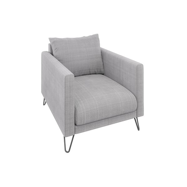 Poltrona grigio chiaro con rivestimento in ciniglia Freya – Ropez