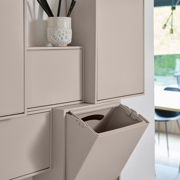 Cestino per la spazzatura grigio chiaro in plastica riciclata per raccolta differenziata/da parete Recycling Box – ReCollector-image-3
