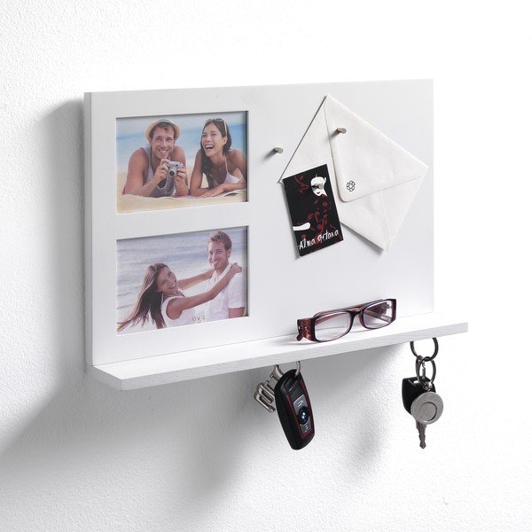 Pannello magnetico da parete con 2 cornici per foto Promemoria, 27 x 39,5 x 7 cm - Tomasucci
