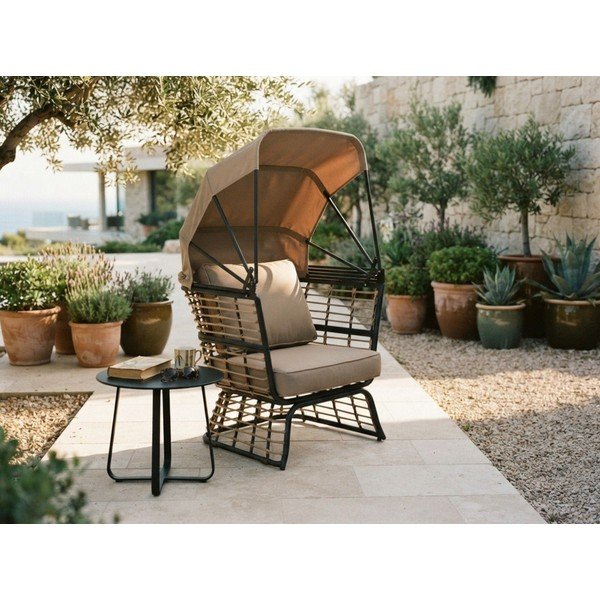 Poltrona da giardino in metallo beige Paros - Garden Pleasure-image-1
