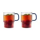 Tazze in set per cappuccino blu in vetro 2 pz 350 ml Livio – Vialli Design