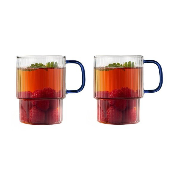 Tazze in set per cappuccino blu in vetro 2 pz 350 ml Livio – Vialli Design