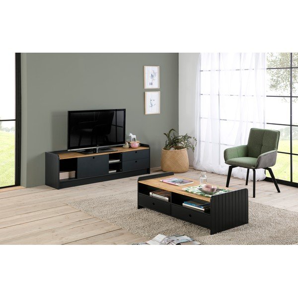 Tavolino grigio con piano in legno di pino Monte - Marckeric-image-4