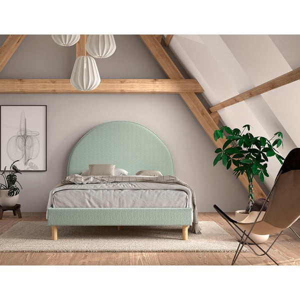 Letto singolo imbottito verde con griglia 140x200 cm MOON - Vipack-image-1