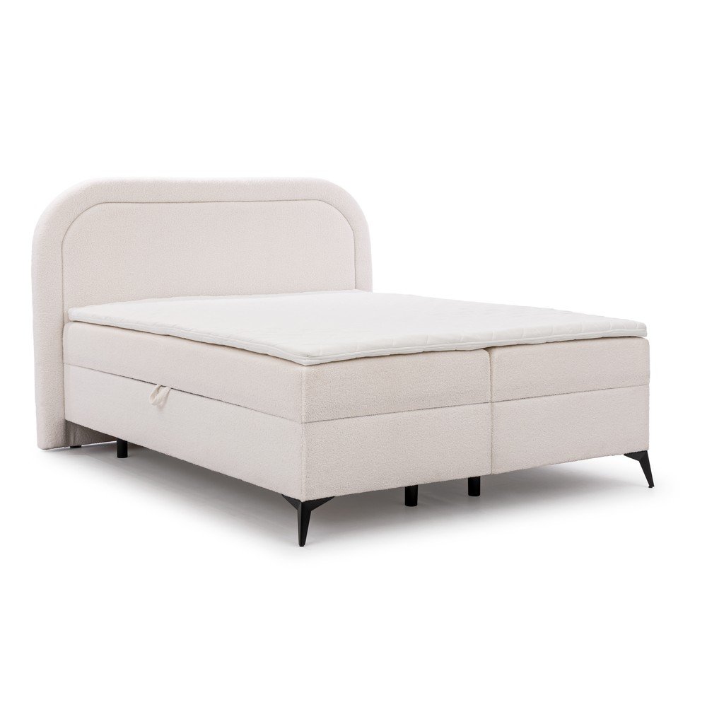 Letto boxspring bianco con contenitore 160x200 cm Ornes – Ropez | Letti boxspring