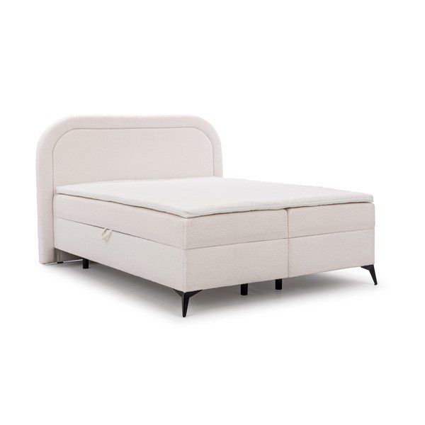 Letto boxspring bianco con contenitore 160x200 cm Ornes – Ropez