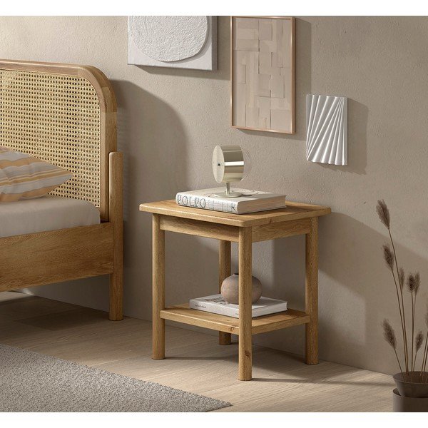 Comodino di colore naturale in rovere massiccio Olive – Vipack-image-1