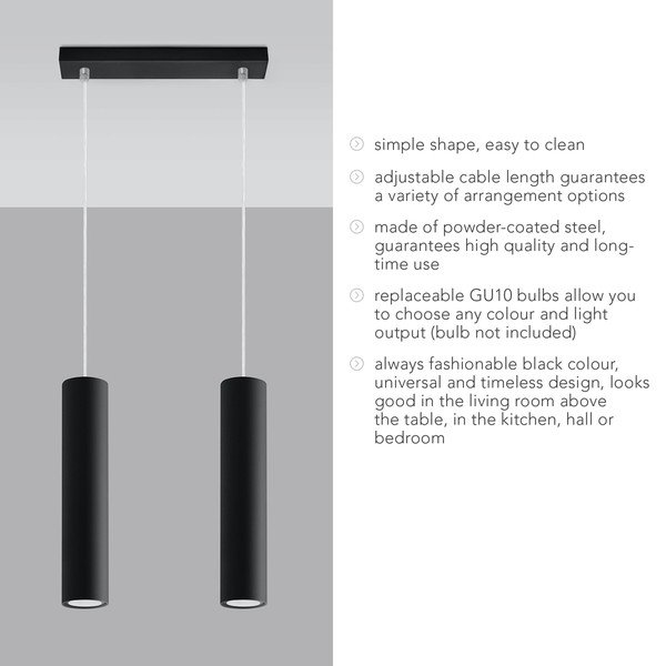 Lampadario nero in metallo Castro – Sollux-image-4