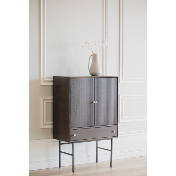 Cassettiera marrone impiallacciata in rovere, larghezza 79 cm Clearbrook - Rowico-image-3