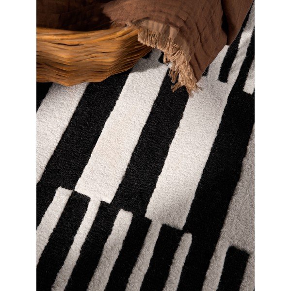 Tappeto bianco e nero in lana tessuto a mano 120x180 cm Stryve Pulse – Elle Decoration-image-3