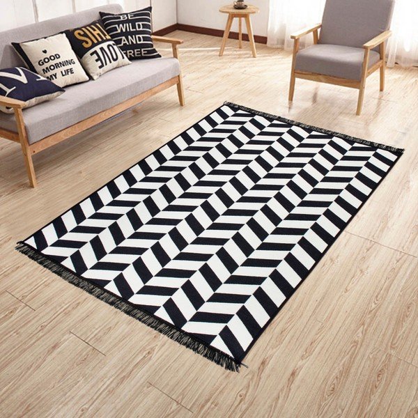 Tappeto bifacciale in bianco e nero Morpheus, 80 x 150 cm - Cihan Bilisim Tekstil-image-2
