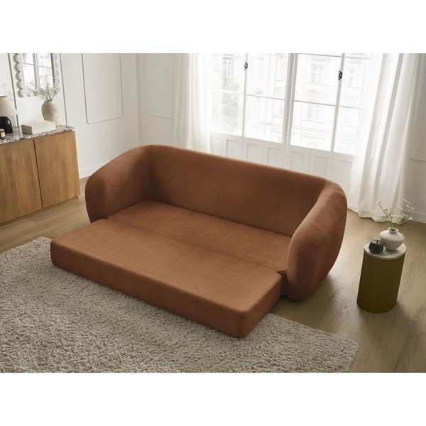 Divano arancione allungabile con rivestimento in ciniglia 228 cm Neyo – Bobochic Paris-image-1