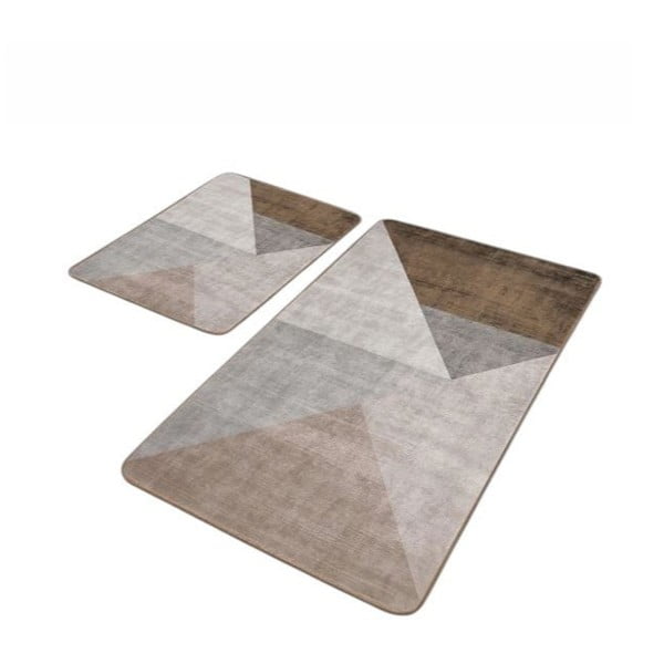 Set di tappetini per il bagno grigi/marroni in velluto 2 pz 60x100 cm – Mila Home