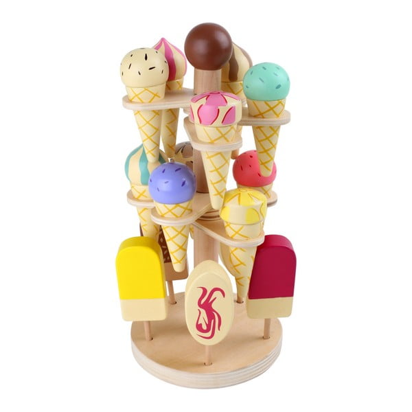 Set di gelati giocattolo in legno con supporto per il ghiaccio - Legler