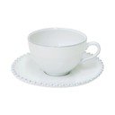Tazza in gres bianco con piattino , 250 ml Pearl - Costa Nova