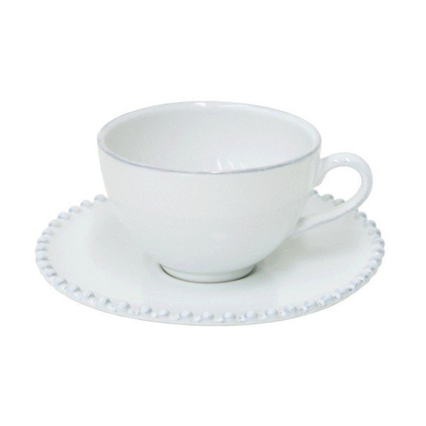 Tazza in gres bianco con piattino , 250 ml Pearl - Costa Nova