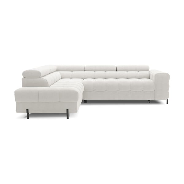 Divano angolare color crema allungabile/con contenitore (con penisola a sinistra/a L) con rivestimento in bouclé Ferucce – ELTAP-image-2