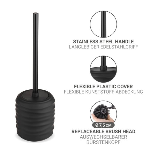 Scopino WC nero opaco in ceramica Illana – Wenko-image-2