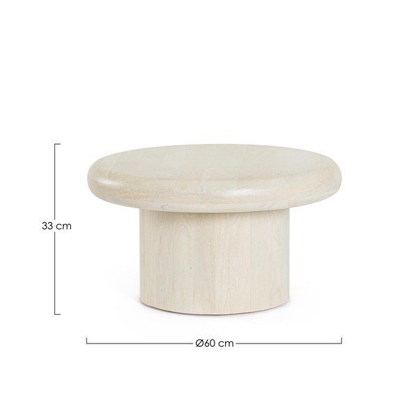 Tavolino da salotto rotondo color crema in mango massiccio ø 60 cm Lopez – Bizzotto-image-3