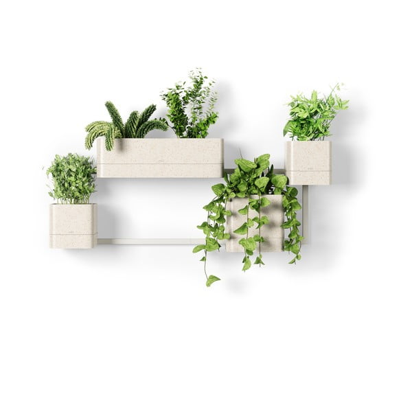 Set di vasi per fiori in plastica per erbe aromatiche/da appendere/parete 4 pz Cubiko – Umbra