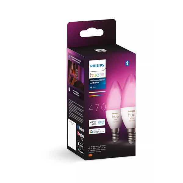 Lampadine smart a LED in set da 2 E14, 5 W White and color ambiance - Philips Hue