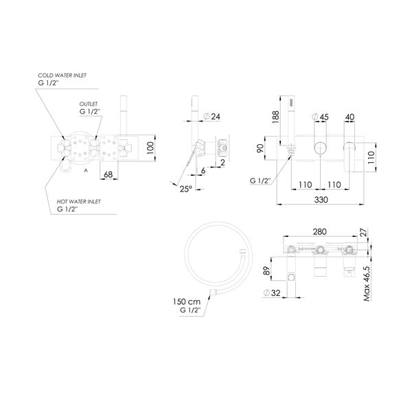 Rubinetto per doccia bianco da incasso (con due uscite) Spy – Sapho-image-3
