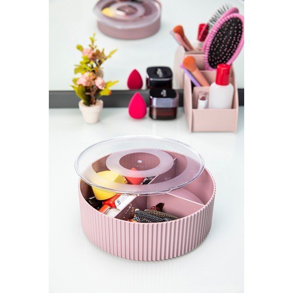 Organizer da bagno in plastica rosa per cosmetici - Mioli Decor-image-1