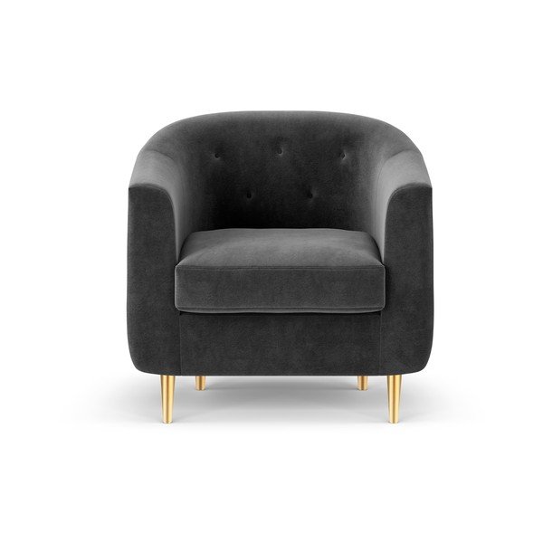 Poltrona in velluto grigio scuro Corde - Kooko Home-image-2