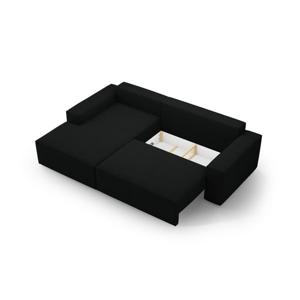 Divano letto angolare nero in tessuto bouclé (angolo sinistro) Jodie - Micadoni Home-image-4