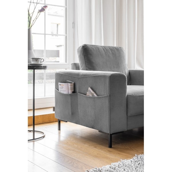 Poltrona in velluto a coste grigio Lofty Lilly - Miuform-image-3