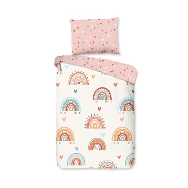 Set copripiumino e federa da bambini rosa/beige in cotone per culla 100x135 cm Louie – Good Morning