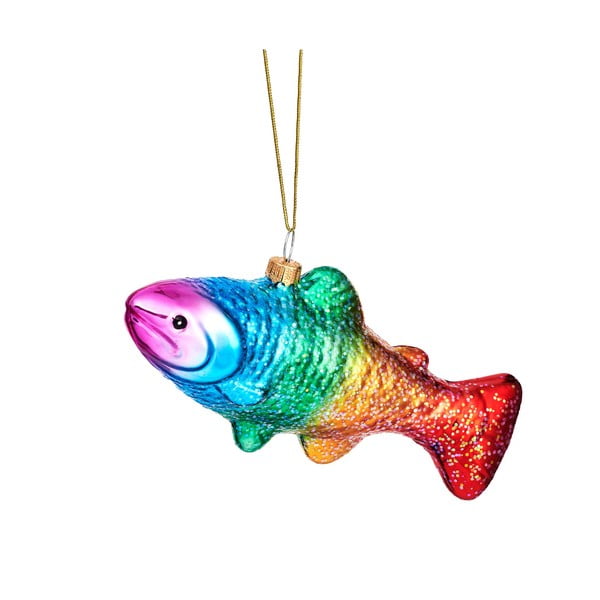 Decorazione per albero di natale in vetro fatta a mano 7 cm Rainbow Trout – Sass & Belle