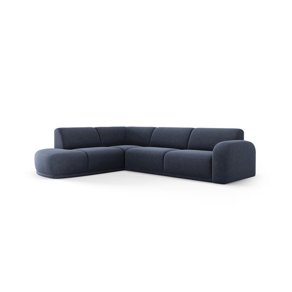 Divano con penisola in velluto blu scuro Erin - Micadoni Home-image-2