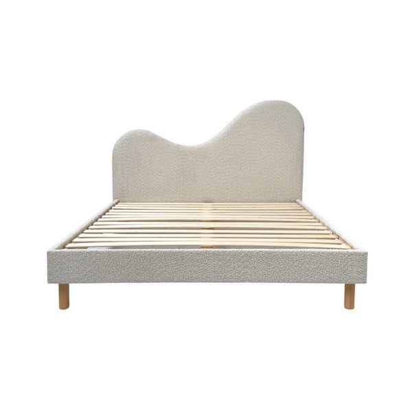 Letto matrimoniale imbottito beige imbottito con rete inclusa 160x200 cm Celina – Bobochic Paris