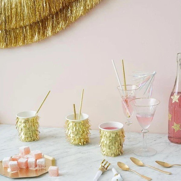 Bicchieri di carta monouso in set da 8 Gold Fringe Party - Meri Meri-image-2