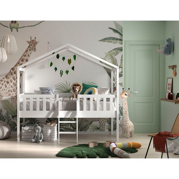 Letto per bambini in legno di pino bianco rialzato 90x200 cm DALLAS - Vipack-image-1