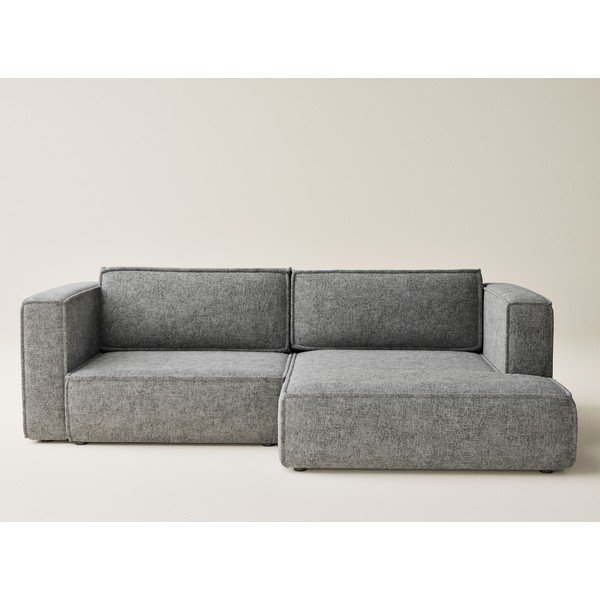 Divano angolare grigio allungabile/con contenitore (con penisola a destra/con chaise lounge) con rivestimento in ciniglia Velto – Maison de Rêve-image-2