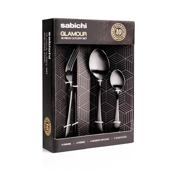 Set di posate da 16 pezzi in nero opaco - Sabichi-image-1