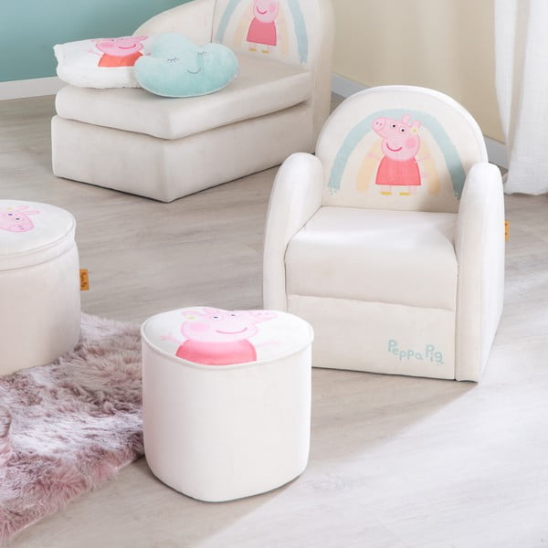Pouf per bambini in velluto bianco Peppa Pig - Roba-image-2