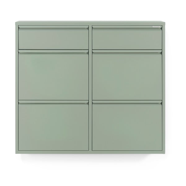 Scarpiera verde polveroso in metallo con ante ribaltabili 98x86x15 cm Billy – Spinder Design-image-3
