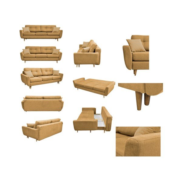 Divano letto giallo con gambe leggere Rose - Mazzini Sofas-image-2