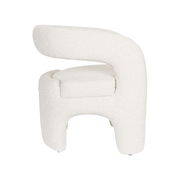 Poltrona bianca con rivestimento in bouclé Nova – White Label-image-3