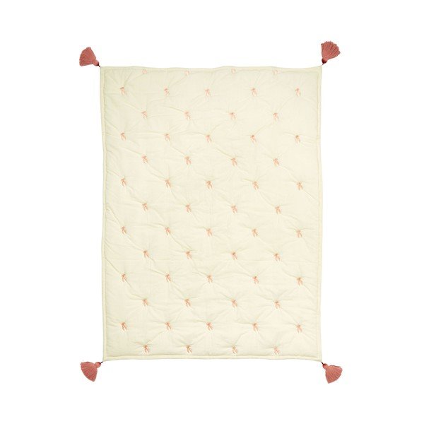 Coperta per bambini giallo chiaro/rosa in cotone organico trapuntata 90x120 cm Bows – Cam Cam Copenhagen-image-3
