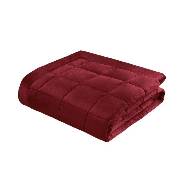 Copriletto burgundy in velluto con rivestimento trapuntato 220x220 cm Kingsley Matt Velvet – Catherine Lansfield
